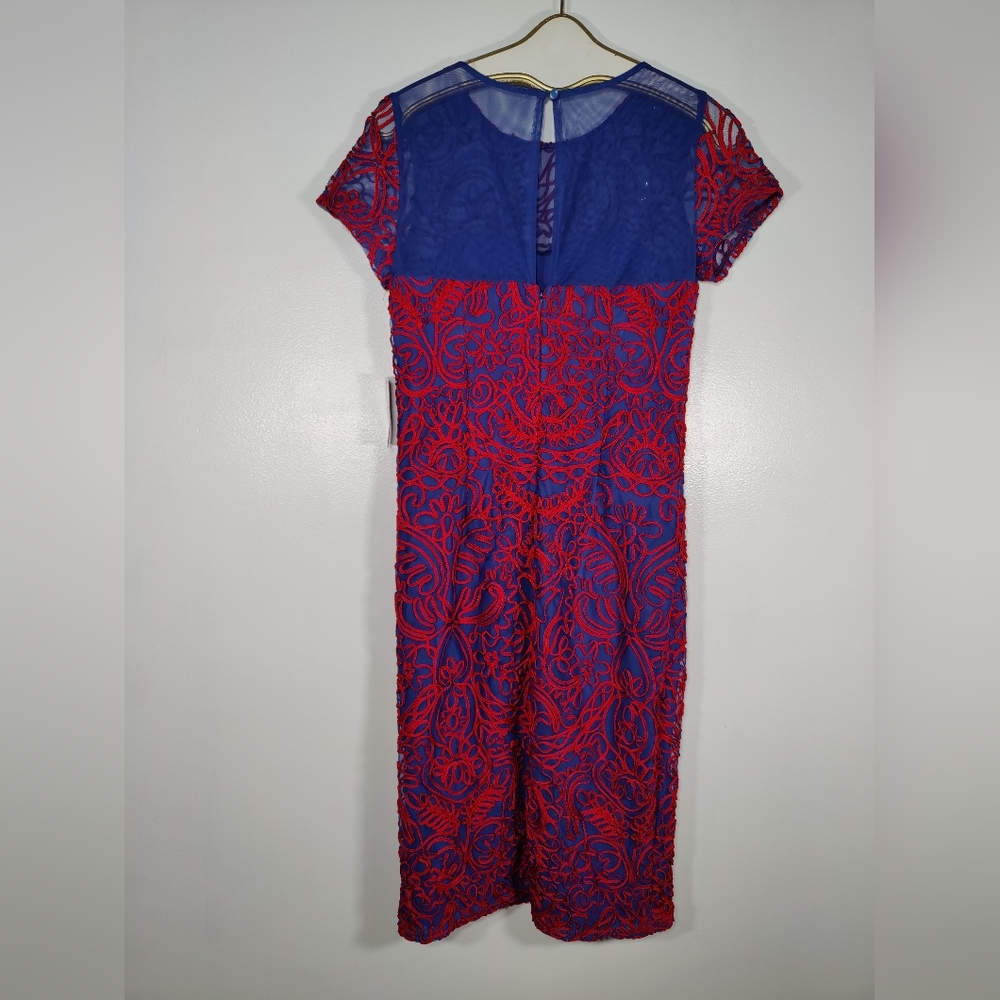 NWT JS Collection Blue and Red Midi Dress Size 8 - Picture 3 of 8